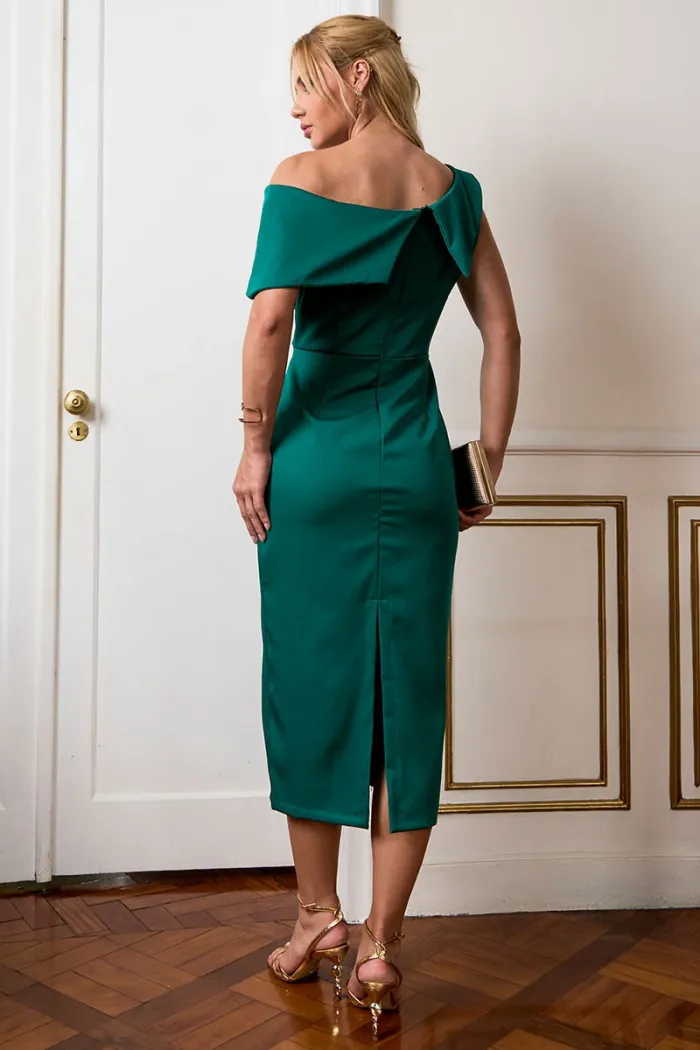 VESTIDO FABI MIDI UM OMBRO SÓ - VERDE