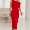 VESTIDO FABI MIDI UM OMBRO SÓ - VERMELHO