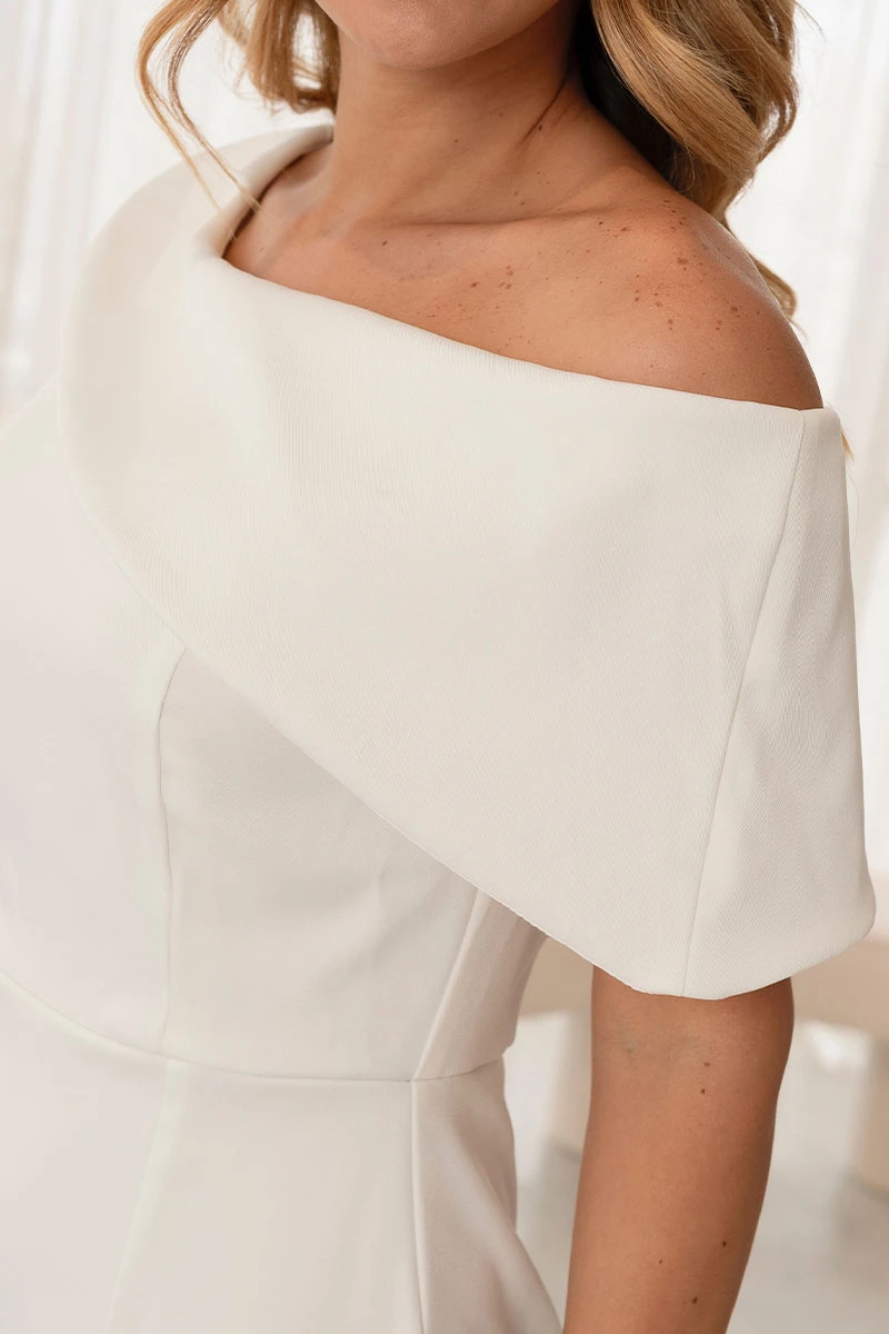 VESTIDO FABI MIDI UM OMBRO SÓ - OFF WHITE