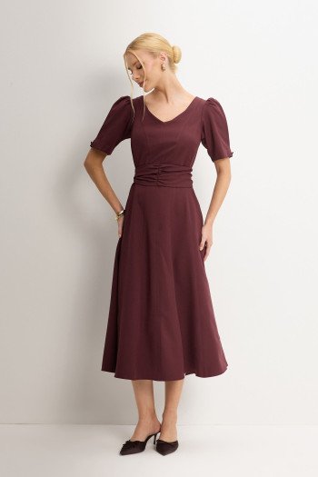 VESTIDO FLORINDA MANGA - VINHO