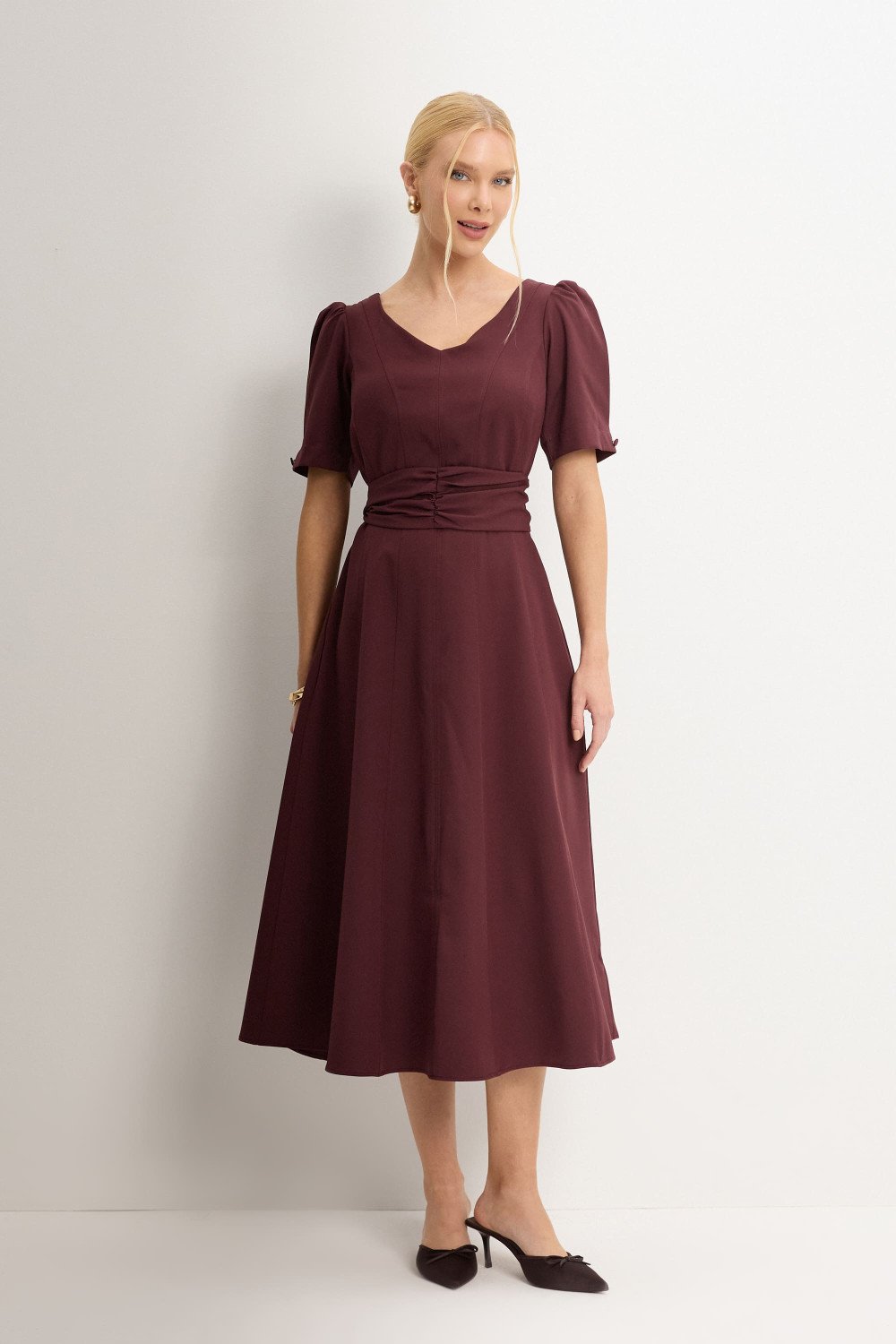 VESTIDO FLORINDA MANGA - VINHO