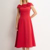 VESTIDO HILDA MIDI DETALHE FLOR - VERMELHO