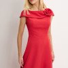 VESTIDO HILDA MIDI DETALHE FLOR - VERMELHO