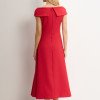 VESTIDO HILDA MIDI DETALHE FLOR - VERMELHO