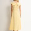 VESTIDO HILDA MIDI DETALHE FLOR - AMARELO