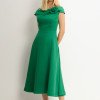 VESTIDO HILDA MIDI DETALHE FLOR - VERDE