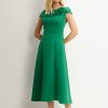 VESTIDO HILDA MIDI DETALHE FLOR - VERDE