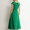 VESTIDO HILDA MIDI DETALHE FLOR - VERDE