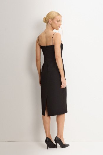 VESTIDO JULIANA TUBINHO COM PREGAS FRENTE - PRETO