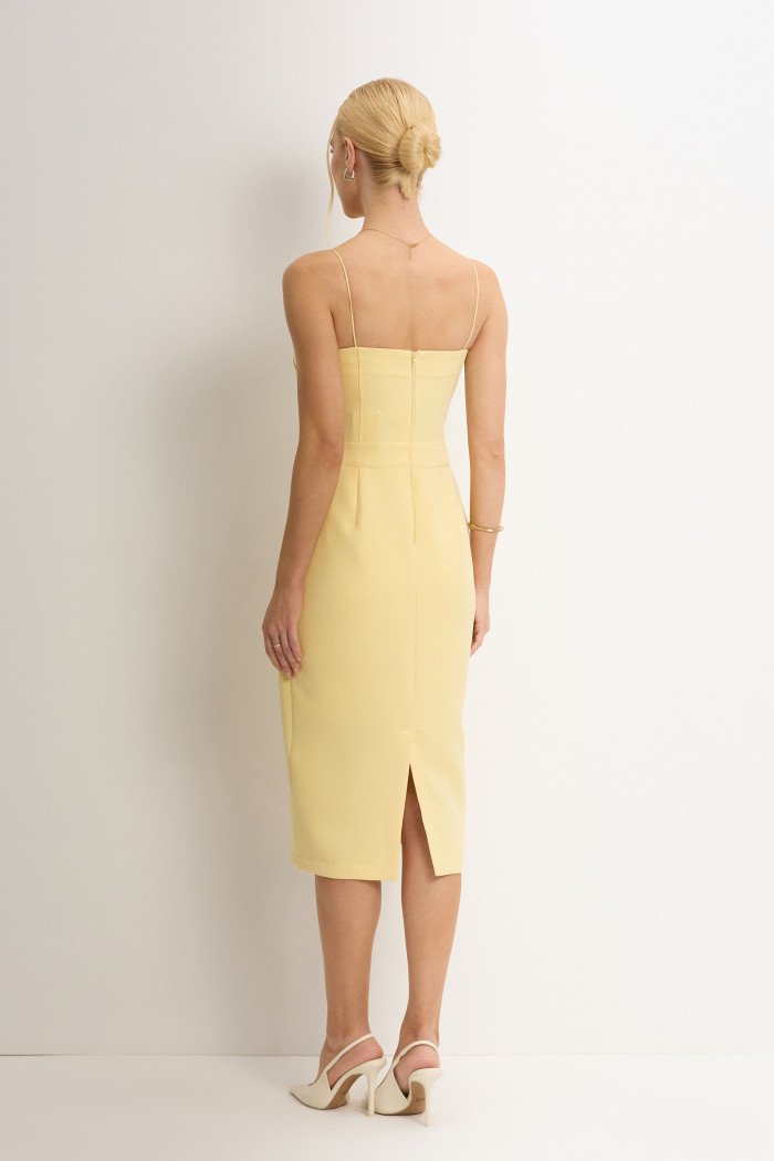 VESTIDO JULIANA TUBINHO COM PREGAS FRENTE - AMARELO
