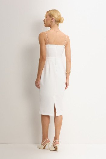 VESTIDO JULIANA TUBINHO COM PREGAS FRENTE - OFF WHITE