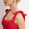 VESTIDO KÁTIA LONGUETE COM ALÇA E LAÇOS - VERMELHO