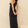 VESTIDO ARIADINE MIDI UM OMBRO COM FENDA - PRETO