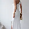 VESTIDO ARIADINE MIDI UM OMBRO COM FENDA - OFF WHITE