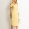 VESTIDO MIDI DETALHE UM OMBRO SAMARA - AMARELO
