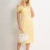 VESTIDO MIDI DETALHE UM OMBRO SAMARA - AMARELO