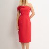 VESTIDO MIDI DETALHE UM OMBRO SAMARA - VERMELHO