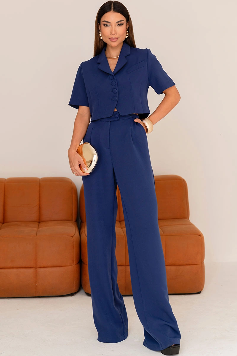 SPENCER SHIRLEY MANGA CURTA BOTÕES - AZUL MARINHO