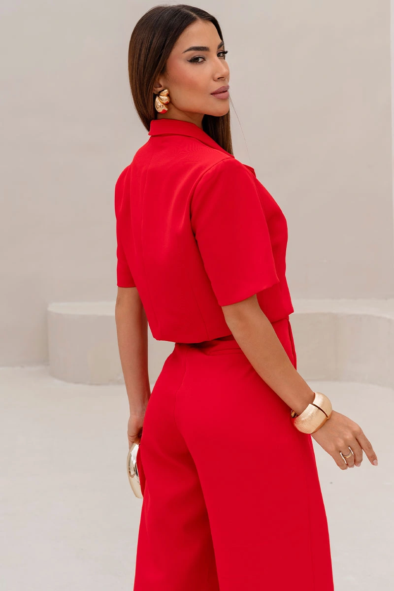 SPENCER SHIRLEY MANGA CURTA BOTÕES - VERMELHO