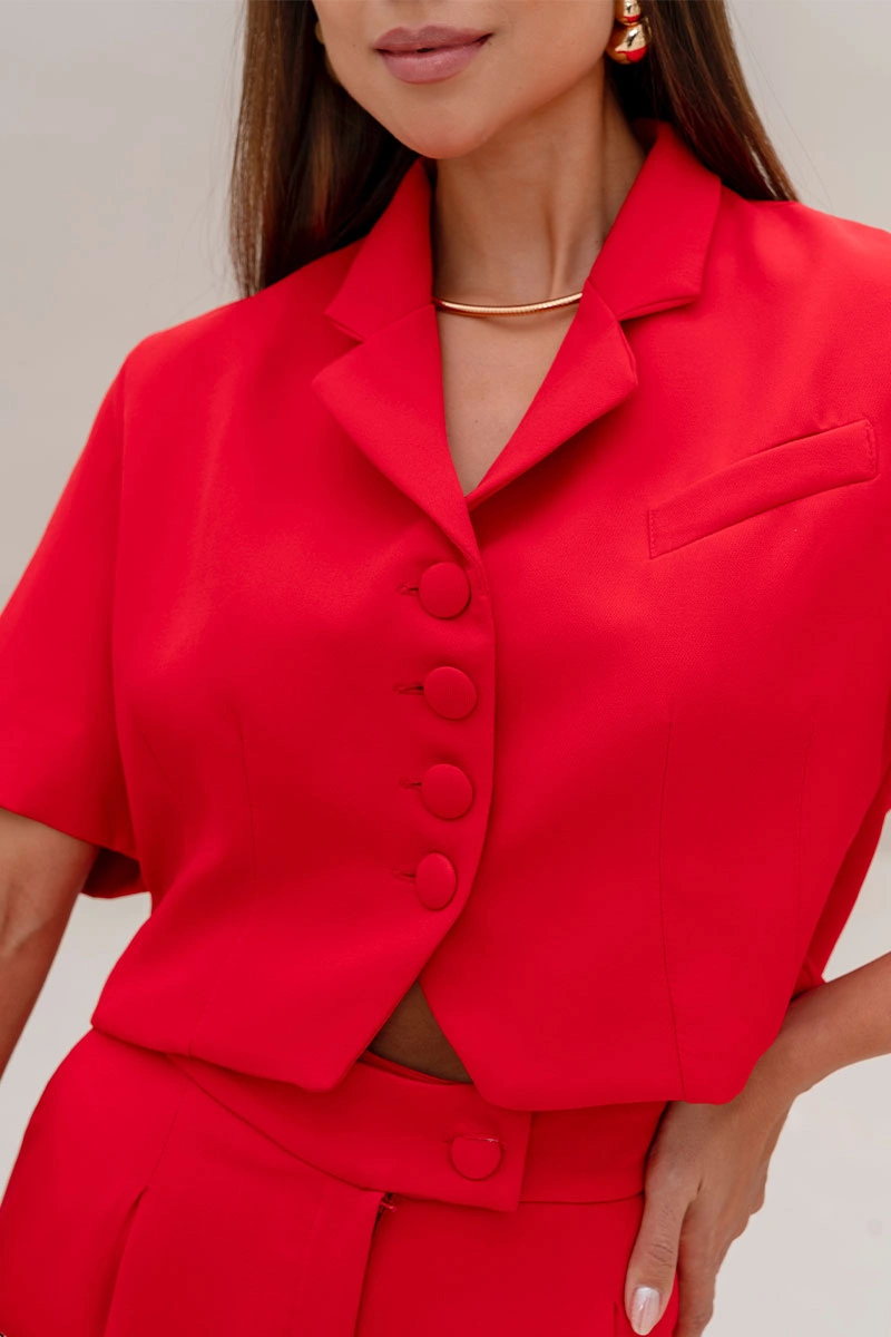 SPENCER SHIRLEY MANGA CURTA BOTÕES - VERMELHO