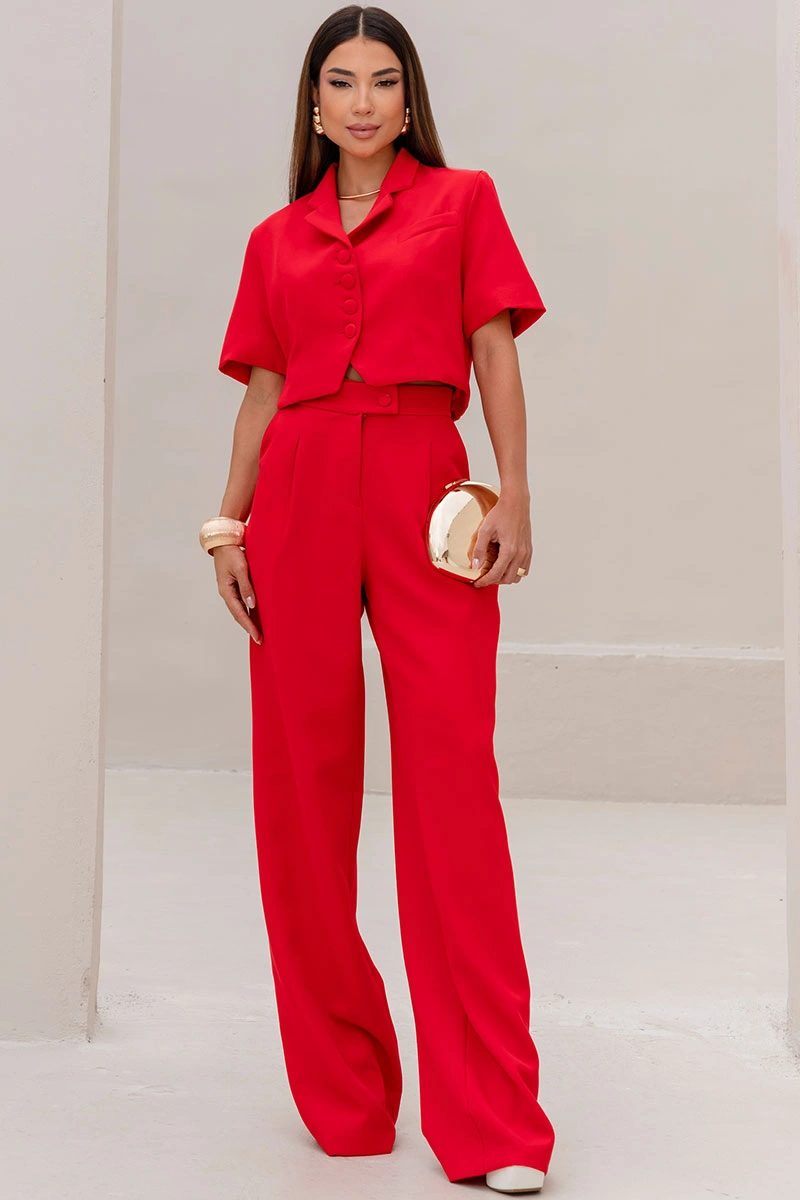 SPENCER SHIRLEY MANGA CURTA BOTÕES - VERMELHO