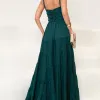 VESTIDO FLÁVIA LONGO DRAPEADO CHIFFON - VERDE
