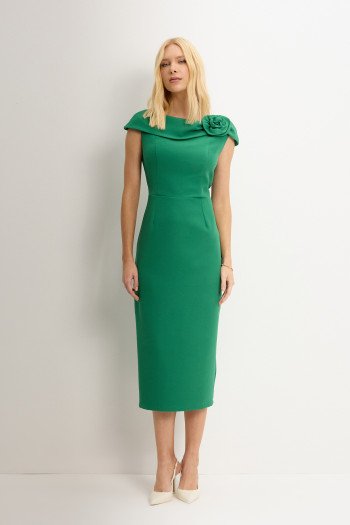 VESTIDO LEILA TUBINHO COM DETALHE FLOR - VERDE