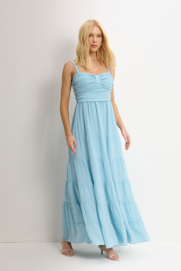 VESTIDO MAISA LONGO CHIFFON - AZUL