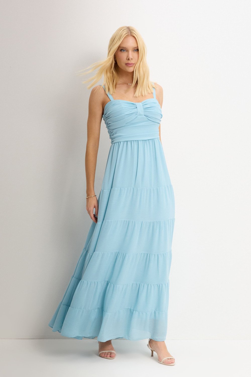 VESTIDO MAISA LONGO CHIFFON - AZUL