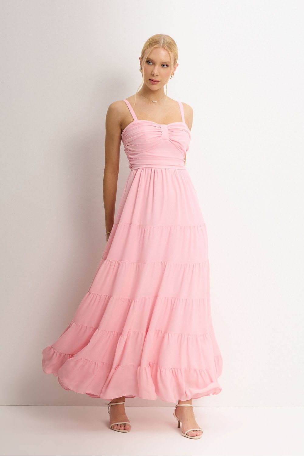 VESTIDO MAISA LONGO CHIFFON - ROSA