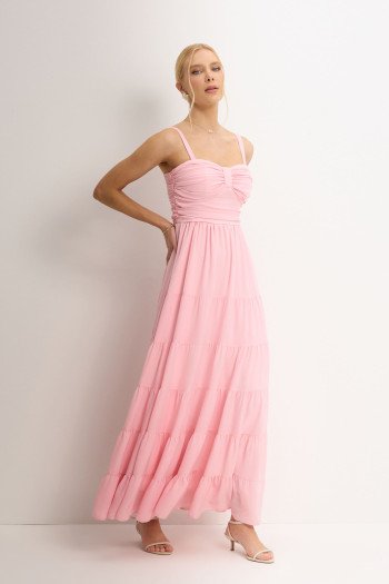 VESTIDO MAISA LONGO CHIFFON - ROSA