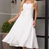 VESTIDO MIDI ALÇAS FINAS E FAIXA PATRICIA - OFF WHITE