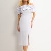 VESTIDO OMBRO A OMBRO MIDI BABADOS PATY - BRANCO