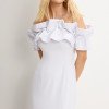 VESTIDO OMBRO A OMBRO MIDI BABADOS PATY - BRANCO