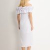 VESTIDO OMBRO A OMBRO MIDI BABADOS PATY - BRANCO