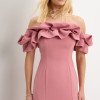 VESTIDO OMBRO A OMBRO MIDI BABADOS PATY - ROSA