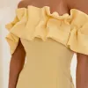 VESTIDO OMBRO A OMBRO MIDI BABADOS PATY - AMARELO
