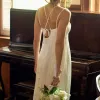 VESTIDO ANTONELLA MIDI LISO COM ZIPER COSTA - OFF WHITE