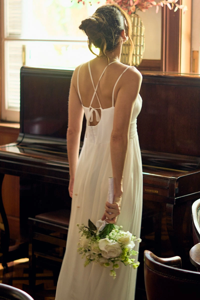 VESTIDO ANTONELLA MIDI LISO COM ZIPER COSTA - OFF WHITE