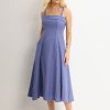 VESTIDO LOREN BORDADO ALÇA E BOLSOS - AZUL CIANO