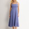 VESTIDO LOREN BORDADO ALÇA E BOLSOS - AZUL CIANO