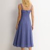 VESTIDO LOREN BORDADO ALÇA E BOLSOS - AZUL CIANO