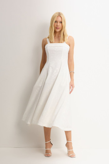 VESTIDO LOREN BORDADO ALÇA E BOLSOS - OFF WHITE