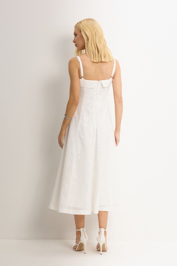 VESTIDO LOREN BORDADO ALÇA E BOLSOS - OFF WHITE