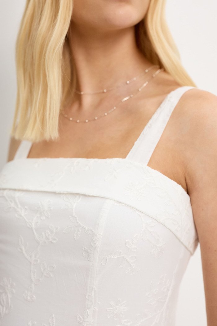 VESTIDO LOREN BORDADO ALÇA E BOLSOS - OFF WHITE