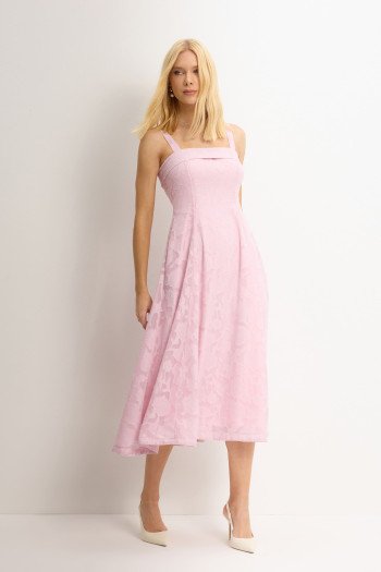 VESTIDO LOREN BORDADO ALÇA E BOLSOS - ROSA