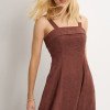 VESTIDO LOREN BORDADO ALÇA E BOLSOS - MARROM