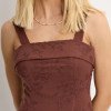 VESTIDO LOREN BORDADO ALÇA E BOLSOS - MARROM
