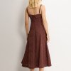 VESTIDO LOREN BORDADO ALÇA E BOLSOS - MARROM