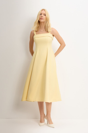 VESTIDO TEODORA COM ALÇA E BOLSOS - AMARELO